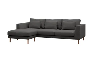 Florenz 3-seters Venstrevendt L-formet Sjeselongsofa i Stoff - Mørk grå - Møbler - Sofaer - Sofaer med sjeselong - 3 seters sofa med divan