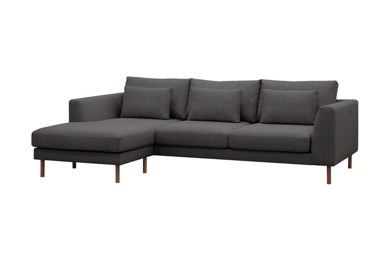 Florenz 3-seters Venstrevendt L-formet Sjeselongsofa i Stoff - Mørk grå - Møbler - Sofaer - Sofaer med sjeselong - 3 seters sofa med divan