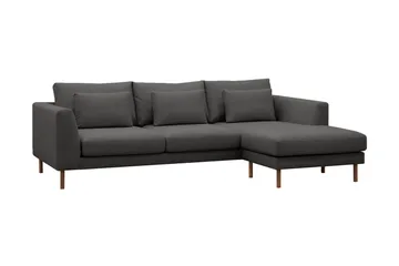 Florenz 3-seters Venstrevendt L-formet Sjeselongsofa i Stoff - Mørk grå - Møbler - Sofaer - Sofaer med sjeselong - 3 seters sofa med divan