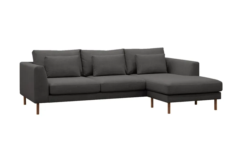 Florenz 3-seters Venstrevendt L-formet Sjeselongsofa i Stoff - Mørk grå - Møbler - Sofaer - Sofaer med sjeselong - 3 seters sofa med divan
