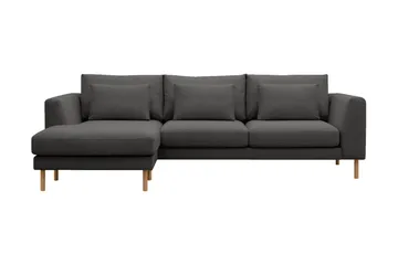 Florenz 3-seters Venstrevendt L-formet Sjeselongsofa i Stoff - Mørk grå - Møbler - Sofaer - Sofaer med sjeselong - 3 seters sofa med divan