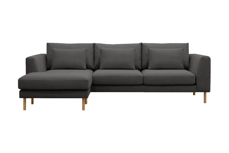 Florenz 3-seters Venstrevendt L-formet Sjeselongsofa i Stoff - Mørk grå - Møbler - Sofaer - Sofaer med sjeselong - 3 seters sofa med divan