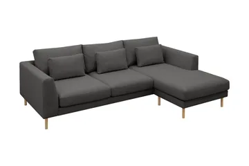 Florenz 3-seters Venstrevendt L-formet Sjeselongsofa i Stoff - Mørk grå - Møbler - Sofaer - Sofaer med sjeselong - 3 seters sofa med divan