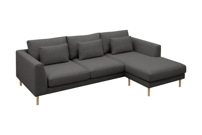 Florenz 3-seters Venstrevendt L-formet Sjeselongsofa i Stoff - Mørk grå - Møbler - Sofaer - Sofaer med sjeselong - 3 seters sofa med divan