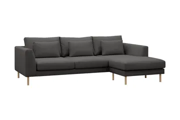 Florenz 3-seters Venstrevendt L-formet Sjeselongsofa i Stoff - Mørk grå - Møbler - Sofaer - Sofaer med sjeselong - 3 seters sofa med divan