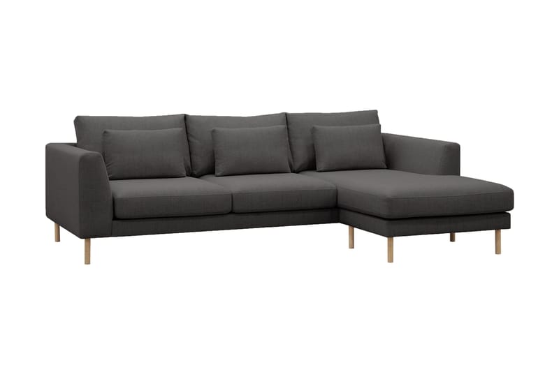 Florenz 3-seters Venstrevendt L-formet Sjeselongsofa i Stoff - Mørk grå - Møbler - Sofaer - Sofaer med sjeselong - 3 seters sofa med divan