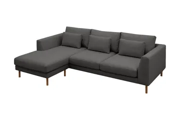 Florenz 3-seters Venstrevendt L-formet Sjeselongsofa i Stoff - Mørk grå - Møbler - Sofaer - Sofaer med sjeselong - 3 seters sofa med divan