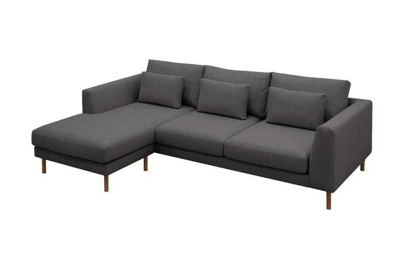 Florenz 3-seters Venstrevendt L-formet Sjeselongsofa i Stoff - Mørk grå - Møbler - Sofaer - Sofaer med sjeselong - 3 seters sofa med divan