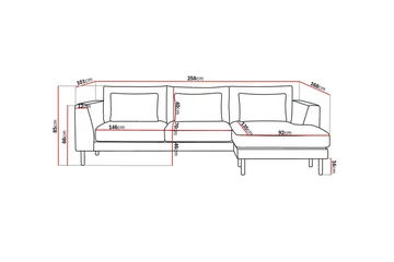 Florenz 3-seters Venstrevendt L-formet Sjeselongsofa i Stoff - Mørk grå - Møbler - Sofaer - Sofaer med sjeselong - 3 seters sofa med divan