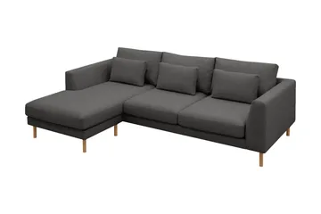 Florenz 3-seters Venstrevendt L-formet Sjeselongsofa i Stoff - Mørk grå - Møbler - Sofaer - Sofaer med sjeselong - 3 seters sofa med divan