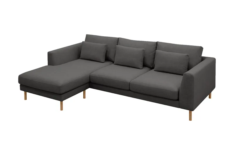 Florenz 3-seters Venstrevendt L-formet Sjeselongsofa i Stoff - Mørk grå - Møbler - Sofaer - Sofaer med sjeselong - 3 seters sofa med divan