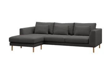 Florenz 3-seters Venstrevendt L-formet Sjeselongsofa i Stoff - Mørk grå - Møbler - Sofaer - Sofaer med sjeselong - 3 seters sofa med divan