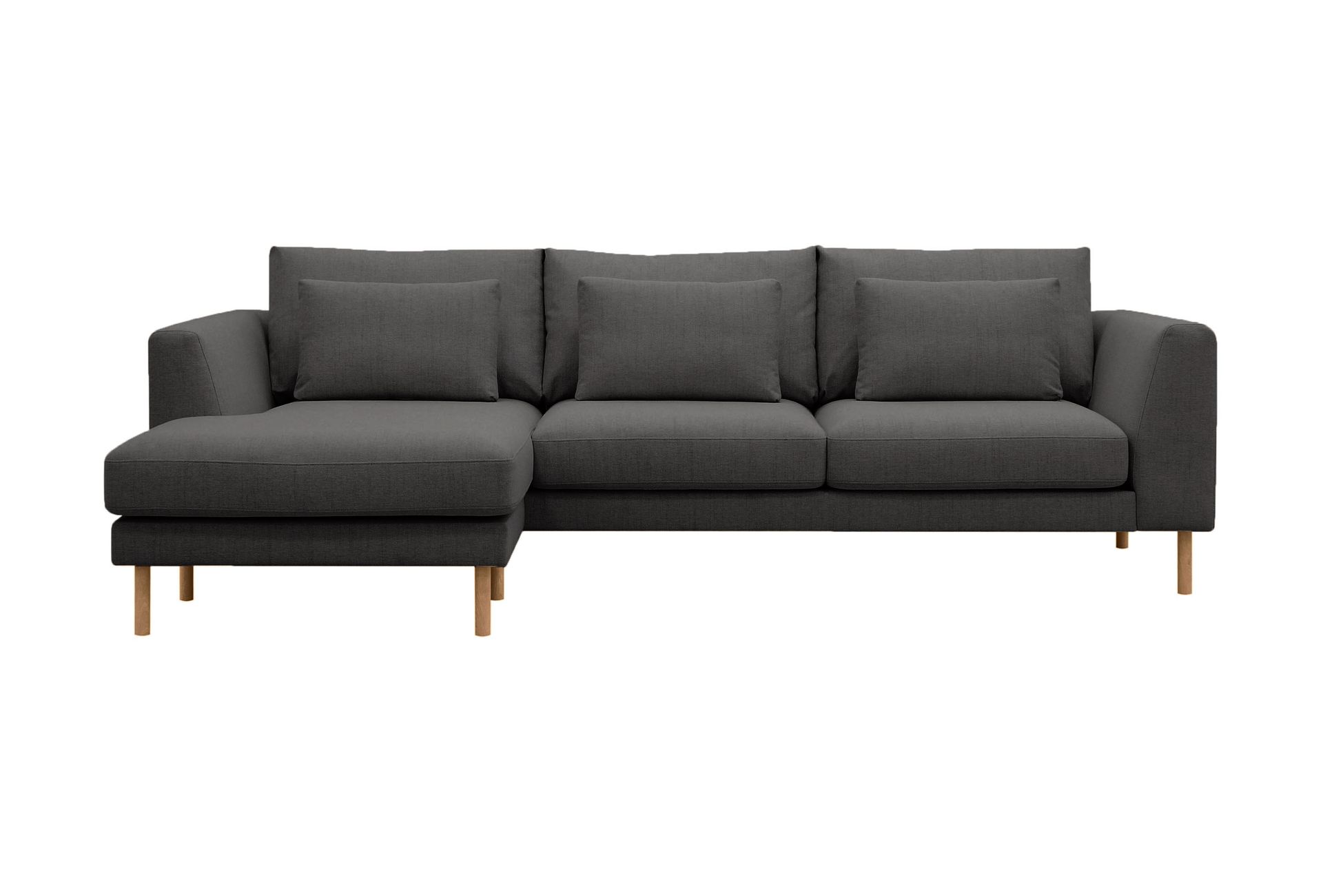 Florenz 3-seters Venstrevendt L-formet Sjeselongsofa i Stoff - Mørk grå - Møbler - Sofaer - Sofaer med sjeselong - 3 seters sofa med divan