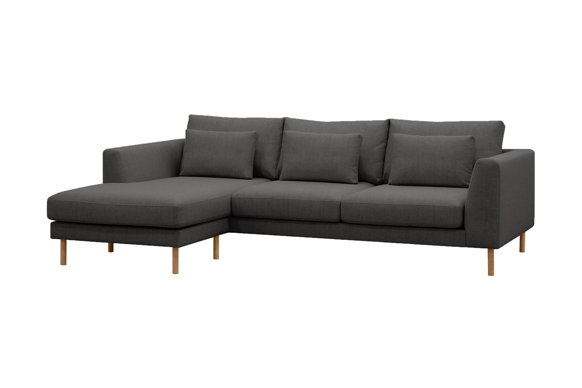 Florenz 3-seters Venstrevendt L-formet Sjeselongsofa i Stoff - Mørk grå - Møbler - Sofaer - Sofaer med sjeselong - 3 seters sofa med divan