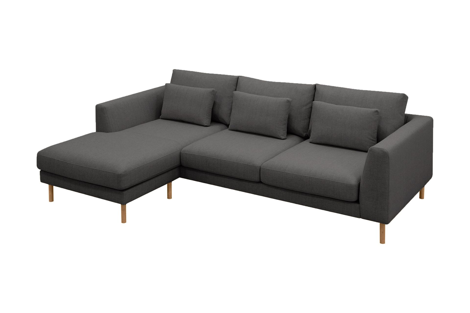 Florenz 3-seters Venstrevendt L-formet Sjeselongsofa i Stoff - Mørk grå - Møbler - Sofaer - Sofaer med sjeselong - 3 seters sofa med divan