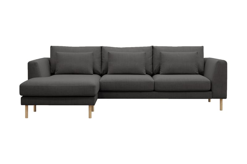 Florenz 3-seters Venstrevendt L-formet Sjeselongsofa i Stoff - Mørk grå - Møbler - Sofaer - Sofaer med sjeselong - 3 seters sofa med divan