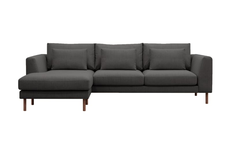 Florenz 3-seters Venstrevendt L-formet Sjeselongsofa i Stoff - Mørk grå - Møbler - Sofaer - Sofaer med sjeselong - 3 seters sofa med divan