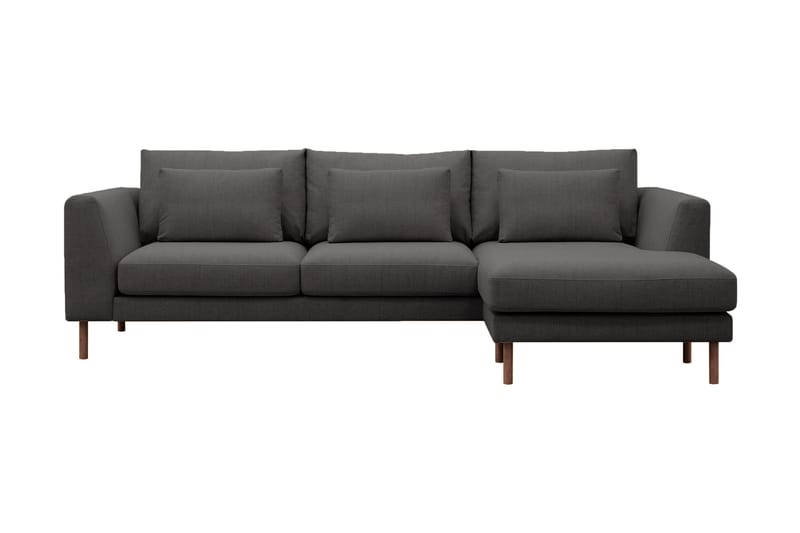 Florenz 3-seters Venstrevendt L-formet Sjeselongsofa i Stoff - Mørk grå - Møbler - Sofaer - Sofaer med sjeselong - 3 seters sofa med divan