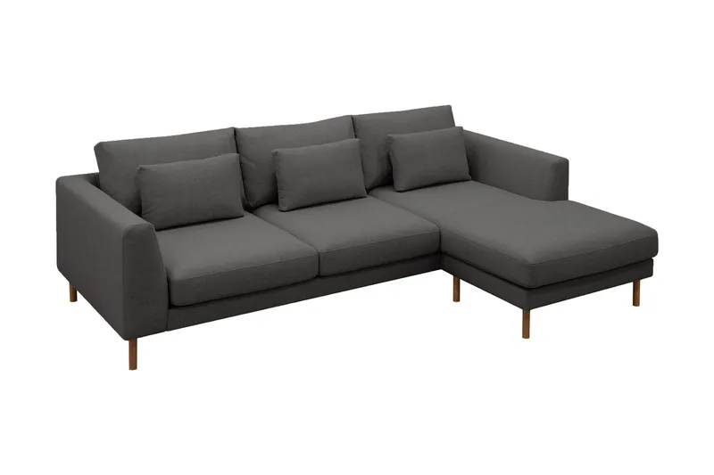Florenz 3-seters Venstrevendt L-formet Sjeselongsofa i Stoff - Mørkegrå - M øbler - Sofaer - Sofaer med sjeselong - 3 seters sofa med divan