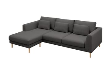 Florenz 3-seters Venstrevendt L-formet Sjeselongsofa i Stoff - Mørkegrå - Møbler - Sofaer - Sofaer med sjeselong - 3 seters sofa med divan