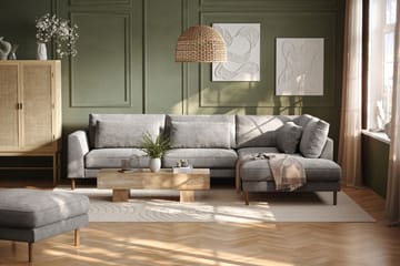 Florenz 4-seters Høyrevendt L-formet Sjeselongsofa i Chenille - Lys grå - Møbler - Sofaer - Sofaer med sjeselong - 4 seters sofa med divan