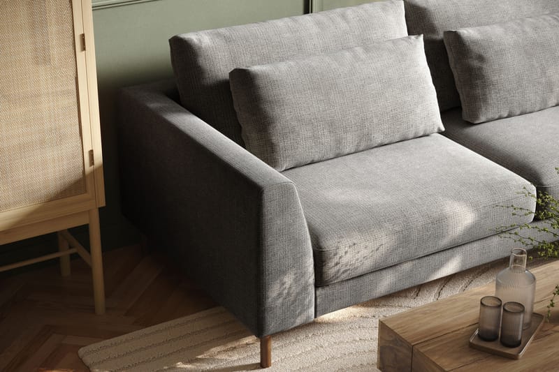 Florenz 4-seters Høyrevendt L-formet Sjeselongsofa i Chenille - Lys grå - Møbler - Sofaer - Sofaer med sjeselong - 4 seters sofa med divan