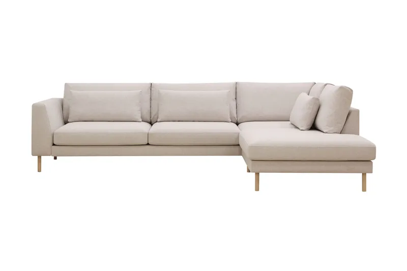 Florenz 4-seters Høyrevendt L-formet Sjeselongsofa i Stoff, Beige