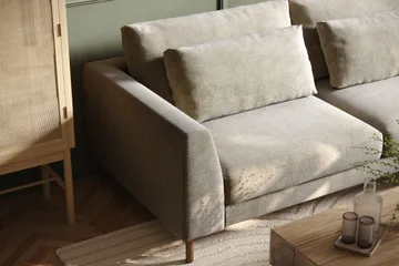 Florenz 4-seters Høyrevendt L-formet Sjeselongsofa i Stoff - Grå / Beige - Møbler - Sofaer - Sofaer med sjeselong - 4 seters sofa med divan