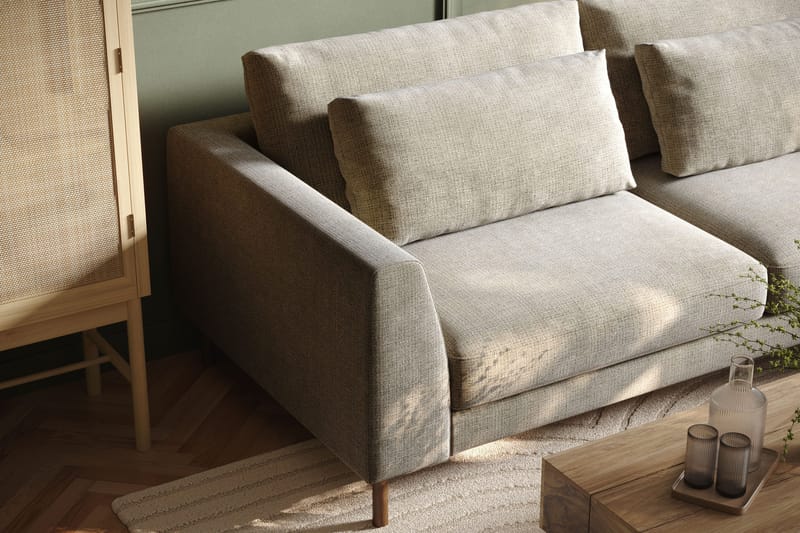Florenz 4-seters Høyrevendt L-formet Sjeselongsofa i Stoff - Grå / Beige - Møbler - Sofaer - Sofaer med sjeselong - 4 seters sofa med divan