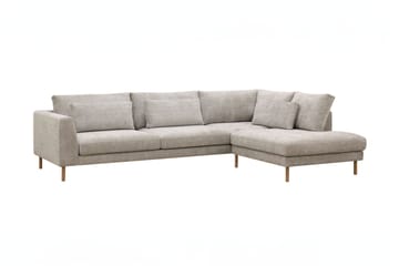 Florenz 4-seters Høyrevendt L-formet Sjeselongsofa i Stoff - Grå / Beige - Møbler - Sofaer - Sofaer med sjeselong - 4 seters sofa med divan