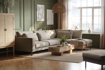 Florenz 4-seters Høyrevendt L-formet Sjeselongsofa i Stoff - Grå / Beige - Møbler - Sofaer - Sofaer med sjeselong - 4 seters sofa med divan