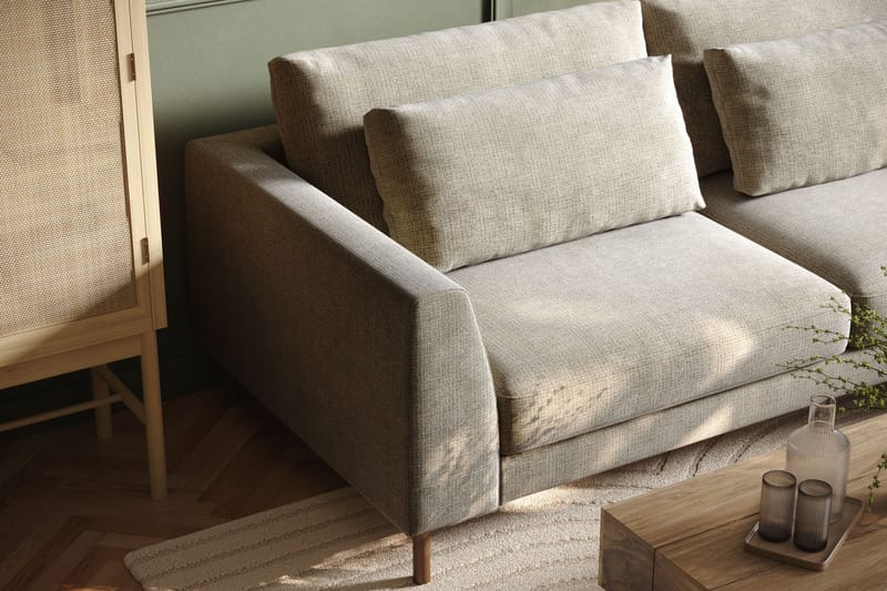Florenz 4-seters Høyrevendt L-formet Sjeselongsofa i Stoff - Grå / Beige - Møbler - Sofaer - Sofaer med sjeselong - 4 seters sofa med divan