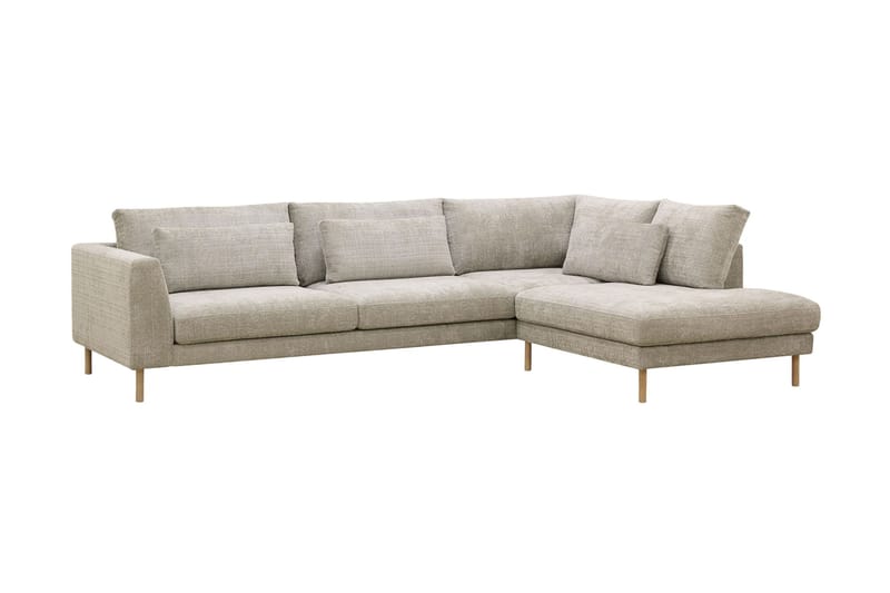 Florenz 4-seters Høyrevendt L-formet Sjeselongsofa i Stoff - Grå / Beige - Møbler - Sofaer - Sofaer med sjeselong - 4 seters sofa med divan