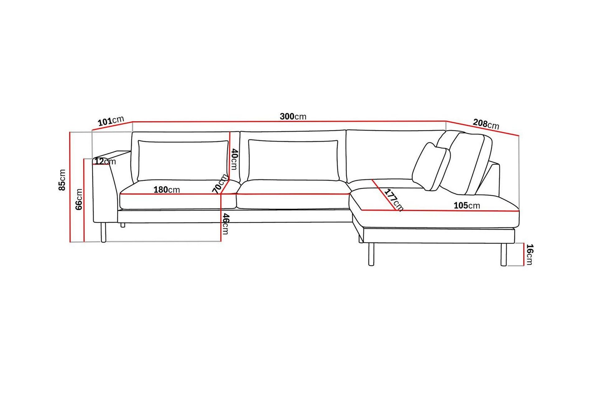 Florenz 4-seters Høyrevendt L-formet Sjeselongsofa i Stoff - Grå / Beige - Møbler - Sofaer - Sofaer med sjeselong - 4 seters sofa med divan