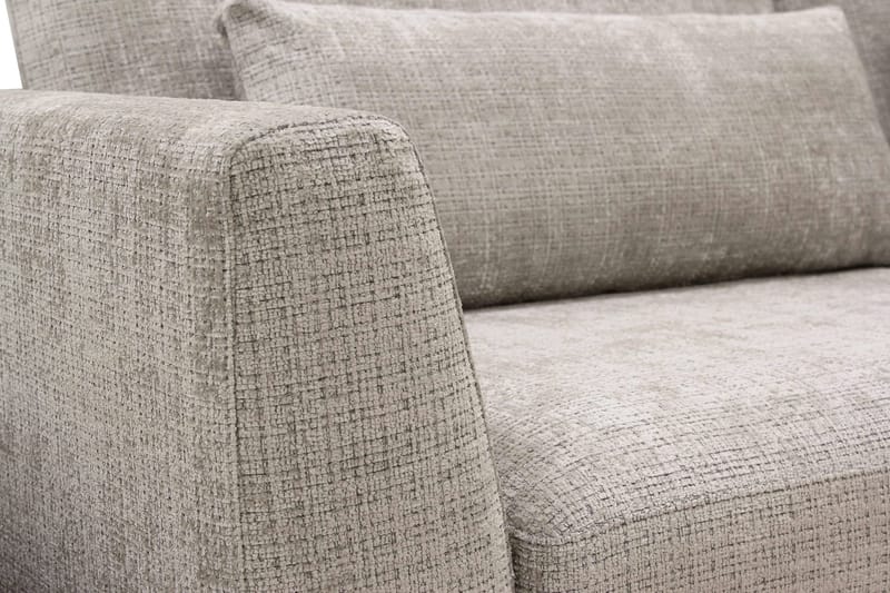 Florenz 4-seters Høyrevendt L-formet Sjeselongsofa i Stoff - Grå / Beige - Møbler - Sofaer - Sofaer med sjeselong - 4 seters sofa med divan