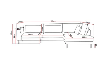 Florenz 4-seters Høyrevendt L-formet Sjeselongsofa i Stoff - Grå/Beige - Møbler - Sofaer - Sofaer med sjeselong - 4 seters sofa med divan