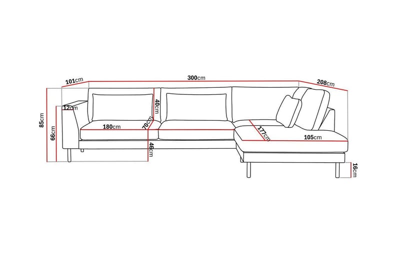 Florenz 4-seters Høyrevendt L-formet Sjeselongsofa i Stoff - Grå/Beige - Møbler - Sofaer - Sofaer med sjeselong - 4 seters sofa med divan