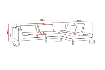 Florenz 4-seters Høyrevendt L-formet Sjeselongsofa i Stoff - Grå/Beige - Møbler - Sofaer - Sofaer med sjeselong - 4 seters sofa med divan