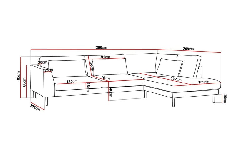 Florenz 4-seters Høyrevendt L-formet Sjeselongsofa i Stoff - Grå/Beige - Møbler - Sofaer - Sofaer med sjeselong - 4 seters sofa med divan