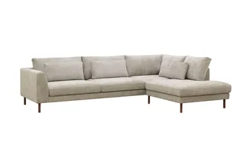 Florenz 4-seters Høyrevendt L-formet Sjeselongsofa i Stoff - Grå/Beige - Møbler - Sofaer - Sofaer med sjeselong - 4 seters sofa med divan