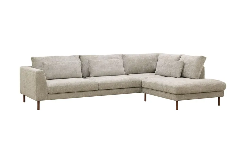Florenz 4-seters Høyrevendt L-formet Sjeselongsofa i Stoff - Grå/Beige - Møbler - Sofaer - Sofaer med sjeselong - 4 seters sofa med divan