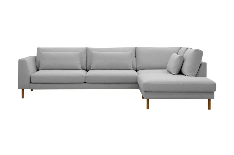 Florenz 4-seters Høyrevendt L-formet Sjeselongsofa i Stoff, Lys grå