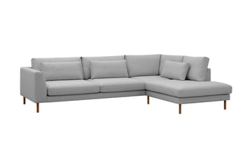 Florenz 4-seters Høyrevendt L-formet Sjeselongsofa i Stoff - Lys grå - Møbler - Sofaer - Sofaer med sjeselong - 4 seters sofa med divan