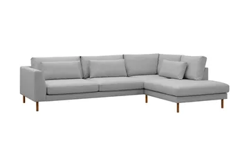 Florenz 4-seters Høyrevendt L-formet Sjeselongsofa i Stoff - Lysegrå - Møbler - Sofaer - Sofaer med sjeselong - 4 seters sofa med divan