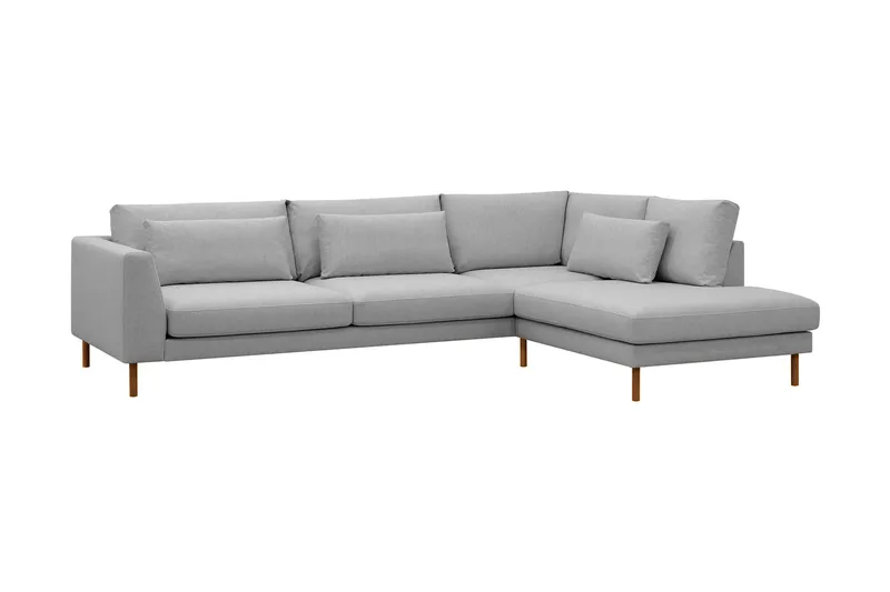 Florenz 4-seters Høyrevendt L-formet Sjeselongsofa i Stoff - Lysegrå - Møbler - Sofaer - Sofaer med sjeselong - 4 seters sofa med divan