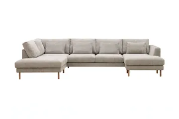 Florenz 4-seters Høyrevendt U-formet Sofa med Divan og Sjeselong i Chenille - Grå / Beige - Møbler - Sofaer - Sofaer med sjeselong - 4 seters sofa med divan
