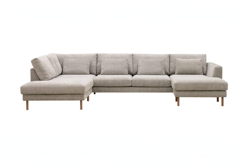 Florenz 4-seters Høyrevendt U-formet Sofa med Divan og Sjeselong i Chenille - Grå / Beige - Møbler - Sofaer - Sofaer med sjeselong - 4 seters sofa med divan