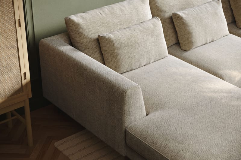 Florenz 4-seters Høyrevendt U-formet Sofa med Divan og Sjeselong i Chenille - Grå / Beige - Møbler - Sofaer - Sofaer med sjeselong - 4 seters sofa med divan