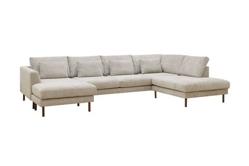 Florenz 4-seters Høyrevendt U-formet Sofa med Divan og Sjeselong i Chenille - Grå / Beige - Møbler - Sofaer - Sofaer med sjeselong - 4 seters sofa med divan