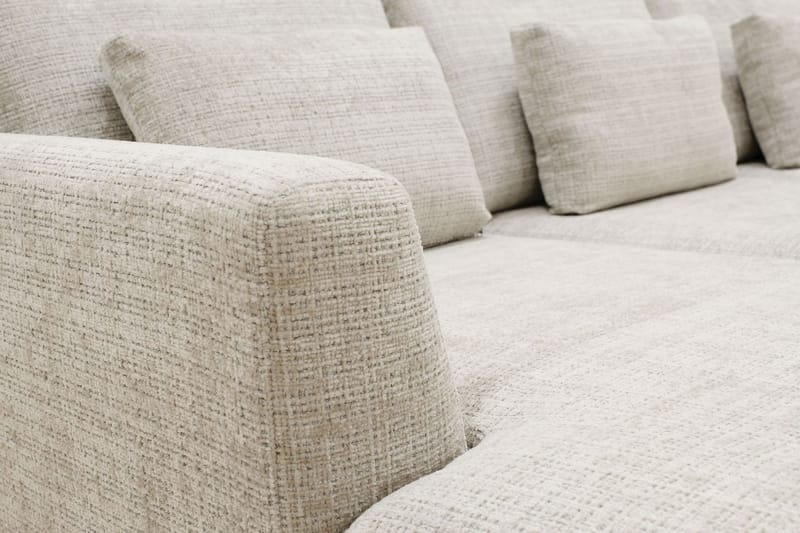 Florenz 4-seters Høyrevendt U-formet Sofa med Divan og Sjeselong i Chenille - Grå / Beige - Møbler - Sofaer - Sofaer med sjeselong - 4 seters sofa med divan